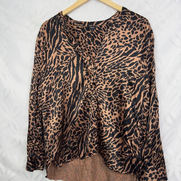 Rails Pearl Cinnamon Mixed Animal Print Popover Blouse Size M - Picture 10 of 12